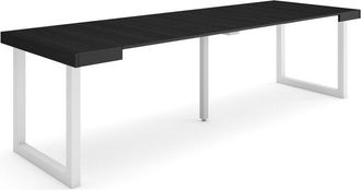 Skraut Home Mesa Consola Extensible, Mesa Comedor Plegable, 260, Para 12 Comensales, Patas Madera Maciza, Estilo Moderno, Negro - Skraut Home