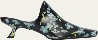 Loewe 45mm Emily Floral Leather Mules