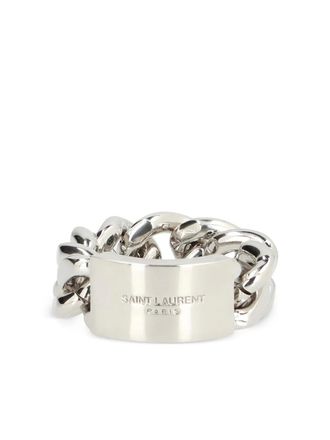 Saint Laurent logo-engraved ring - Silver