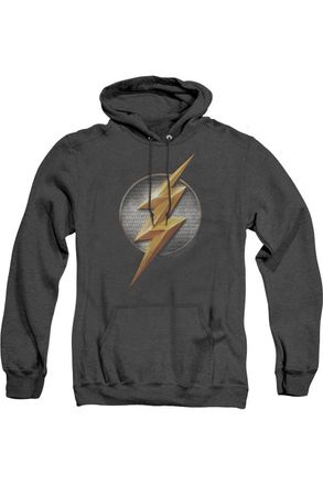 Gildan Justice League Movie Flash Logo Adult Heather Hoodie / Hooded Sweatshirt