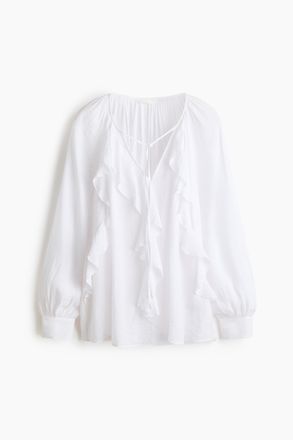 H&M Bluse mit Volants - Weiss