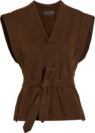 Christophe Lemaire Chasuble Belted Cotton-twill top - Dark Brown - 38 (UK10 / S)