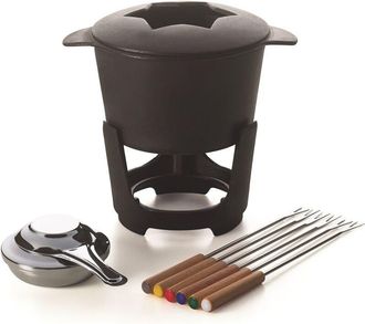 Excelsa La Thuile Servizio Fonduta 10 Pezzi, Ceramica, Nero - Excelsa