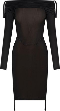 Dion Lee off-shoulder gathered minidress - women - Viscose/Elastane - 10 - Black