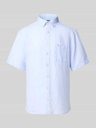Fynch-Hatton Fynch-Hatton Regular Fit Leinenhemd mit Button-Down-Kragen in Hellblau, Gr&ouml;&szlig;e 3XL