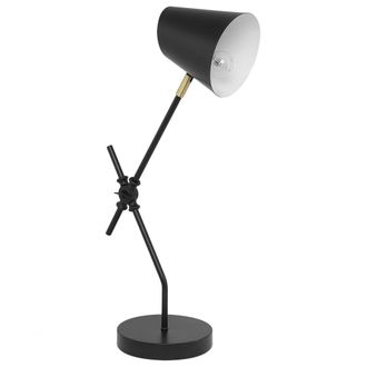 Beliani L&aacute;mpara De Mesa De Metal Negro 56 Cm Brazo Regulable Acabado Mate Pantalla Industrial Bicolor Horton