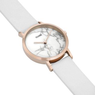 Cluse Cluse Witte Leren Dress Horloge
