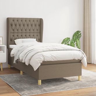 vidaXL Cama Box Spring Con Colch&oacute;n Tela Gris Taupe 90x190 Cm Vidaxl