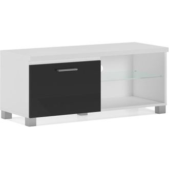 Skraut Home Skraut Home - M&oacute;dulo Sal&oacute;n Comedor Tv, Color Blanco Y Negro Lacado Brillo, Medidas: 100 X 40 X 42 Cm De Fondo