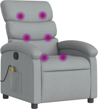 vidaXL Vidaxl - Sillón reclinable de masaje de tela gris claro