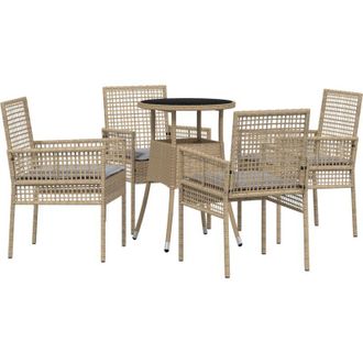 vidaXL Conjunto De Comedor De Jard&iacute;n 5 Pcs Beige Polirat&aacute;n Vidaxl