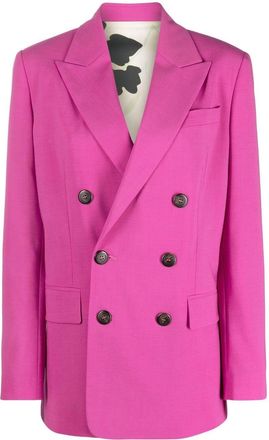 Dsquared2 peak-lapel double-breasted blazer - women - Polyester/Virgin Wool/Elastane/Polyester - 40 - Pink