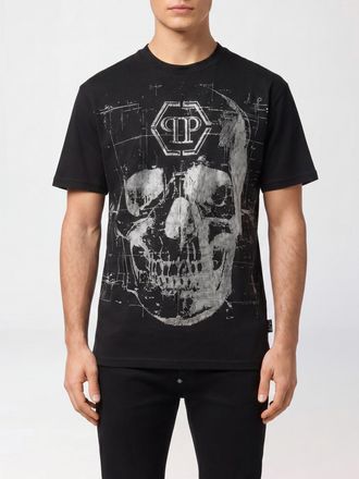 Philipp Plein T-shirt in cotone stampa skull e strass applicati