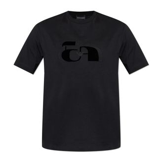 Emporio Armani Jersey T-shirt met op-art borduursel - Heren - T-shirts - Zwart - L - Katoen - Tops