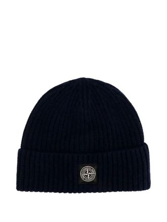 Stone Island Light Wool Knitted Beanie With Compass Patch Accessories