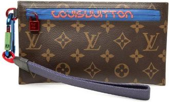 Louis Vuitton Pre-owned Monogram Canvas Clutch - Dames - Vintage Clutch - Bruin - ONE Size - Leer - Vintage