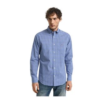 GANT Overhemd met regular fit in klassieke vichyruit van popeline - Heren - Casual Overhemden - Blauw - M - Overhemden