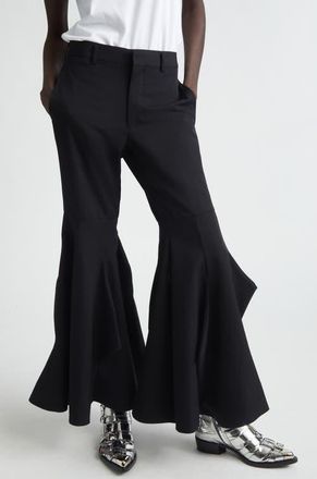 Comme Des Gar&ccedil;ons Paneled Wool Gabardine Flare Leg Pants in Black at Nordstrom, Size X-Small