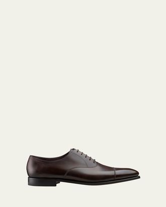 John Lobb Mens City II Cap Toe Leather Oxfords