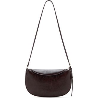 Mango Oval Flap Faux Leather Crossbody Bag in Dark Brown at Nordstrom