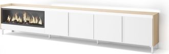 Skraut Home Skraut Home - Mueble Tv, Televisi&oacute;n, Muebles De Sal&oacute;n, Almacenaje, 315x35x61cm, Para Tv Hasta 80, Chimenea El&eacute;ctrica Xxl, Dise&ntilde;o Industrial, Led, Esti
