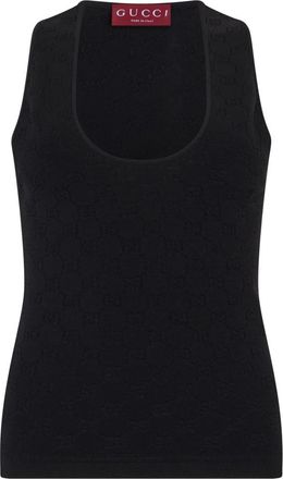 Gucci Elastic GG jacquard tanktop - Dames - Tops zonder mouwen - Zwart - M - Leer - Tops