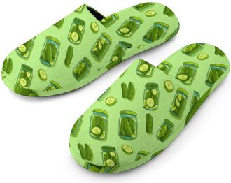 Generic Pickle Jar Print Mens Slippers Warm Non-Slip Houes Shose Spa Slipper for Home Bedroom