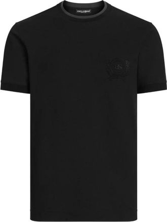 Dolce & Gabbana Tops, Heren, Zwart, L, DG Crest Emblem T-Shirt