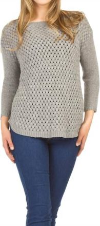 Papillon Basket Weave Shirt Hem Sweater In Grey