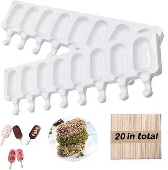 OEM Juego De 2 Moldes De Silicona Para Helados Y Paletas De Pastel Con 8 Cavidades