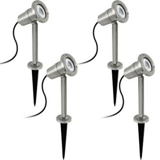 Loops 4 PACK IP54 Outdoor Bollard Light Stainless Steel 5W GU10 Driveway Lamp Post in Metallics