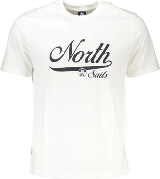 North Sails Katoenen T-shirt met print en korte mouwen - Heren - T-shirts - Wit - L - Katoen - Tops