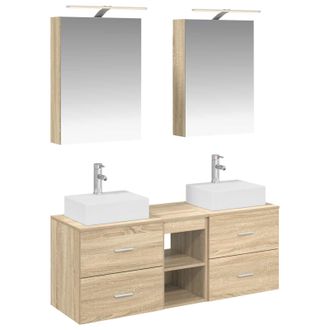 vidaXL Juego De Muebles De Ba&ntilde;o 5 Uds. Roble Sonoma Vidaxl