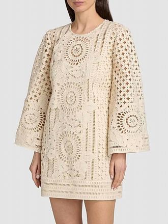 Zimmermann Indra Embroidered Mini Dress In Tea