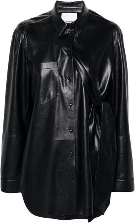 Nanushka detachable-straps faux-leather shirt - women - Recycled Polyester/Polyurethane - S - Black