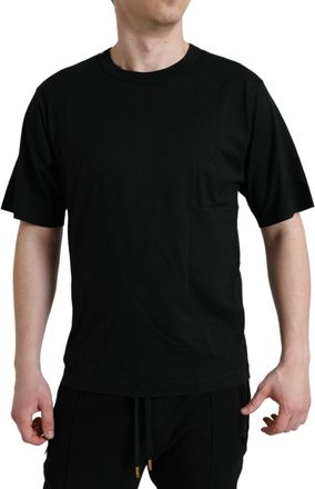 Dolce & Gabbana Black Logo Embossed Crew Neck Short Sleeves Mens T-shirt