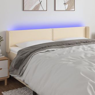 vidaXL Cabecero Con Led De Tela Crema 183x16x78/88 Cm Vidaxl