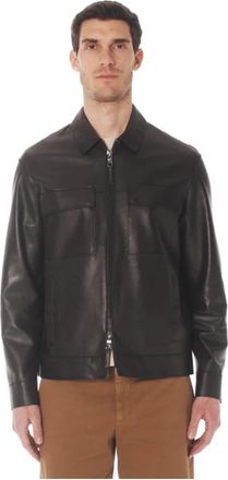 The Jack Leathers Giubbino pelle con doppia tasca sul davanti - Heren - Leren en Su&egrave;de Jassen - Bruin - L - Leer - Jassen