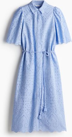 H&M Blusenkleid mit Broderie Anglaise - Blue