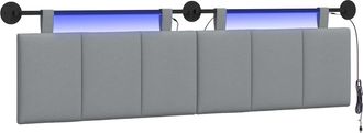 vidaXL Cabecero Colgante Con Luz Led Gris Claro Tela Vidaxl
