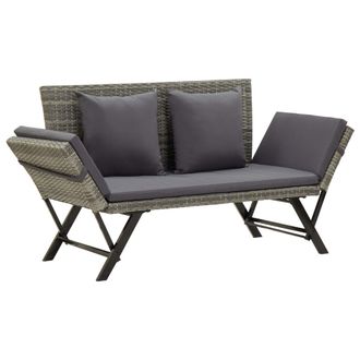 vidaXL Banco De Jard&iacute;n Con Cojines Rat&aacute;n Sint&eacute;tico Gris 176 Cm Vidaxl