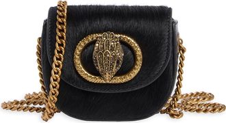 Kurt Geiger Micro Chelsea Genuine Calf Hair Saddle Bag in Black at Nordstrom Rack