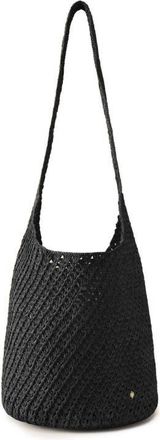 Helen Kaminski Lani Crochet Raffia Shoulder Bag in Charcoal at Nordstrom