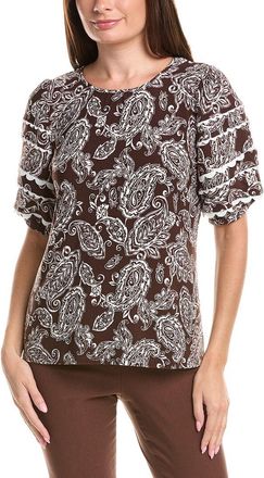 Jones New York Elbow Rick Rack Sleeve Top