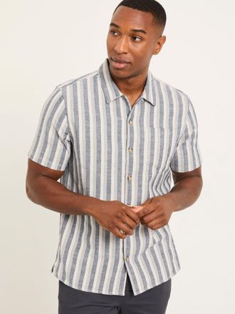 Fat Face FatFace Denim Dark Blue Short Sleeve Stripe Shirt