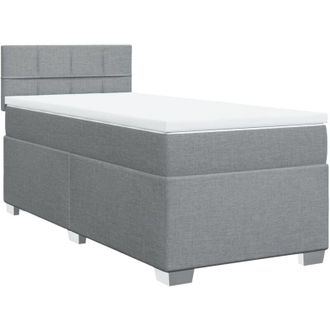 vidaXL Vidaxl - Cama Box Spring Con Colch&oacute;n Tela Gris Claro 90x190 Cm