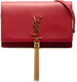 Saint Laurent 2017 Smooth Calfskin Monogram Kate Tassel Wallet on Chain crossbody bag - Rosso