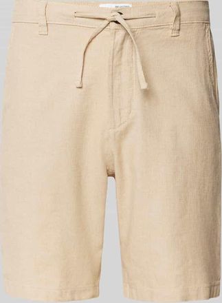 Selected Regular Fit Shorts aus Baumwoll-Leinen-Mix in Beige, Größe L