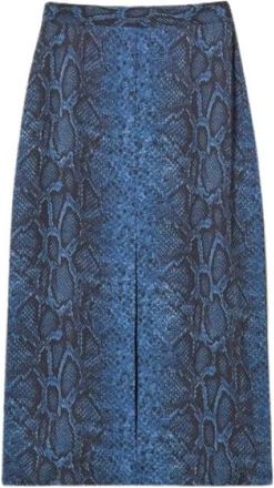 Twinset Midi Python Print Rok - Dames - Midirokken - Blauw - M - Polyester - Rokken
