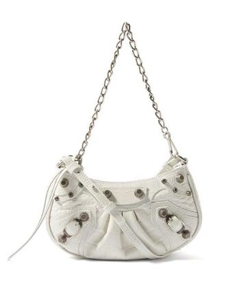 Balenciaga Le Cagole Mini Crocodile-effect Leather Bag - Womens - White